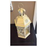 Decorative White Metal Crown Top Lantern - Retail: $25
