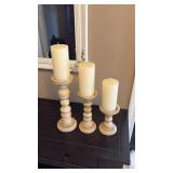 Wooden Pillar Candle Holders Set of 3 - Retail: $45