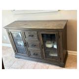 Rustic Wood Display Cabinet with Glass Doors - Retail: $225 (Contents included)