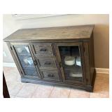 Rustic Wood Display Cabinet with Glass Doors - Retail: $225 (Contents included)