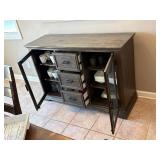 Rustic Wood Display Cabinet with Glass Doors - Retail: $225 (Contents included)