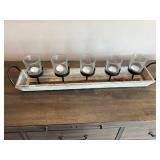 5-Light Wooden Tray Candle Holder Centerpiece - Retail: $35