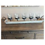 5-Light Wooden Tray Candle Holder Centerpiece - Retail: $35
