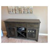 Rustic Grey Wood Buffet Console with Storage - Retail: $350 (contents included)