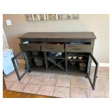 Rustic Grey Wood Buffet Console with Storage - Retail: $350 (contents included)