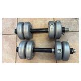 Adjustable Dumbbell Set with Plastic Plates - Retail: $45