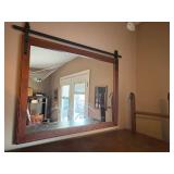 Large Wall Mirror with Sliding Barn Door Hardware - Retail: $75