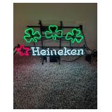 Heineken Neon Sign with Shamrocks