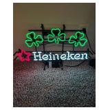 Heineken Neon Sign with Shamrocks