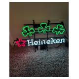 Heineken Neon Sign with Shamrocks