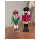 German Wooden Nutcracker Duo - Golfer and Soldier