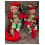 Antique porcelain Holiday Elf Decorative Dolls - Set of 2