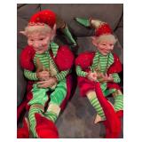 Antique porcelain Holiday Elf Decorative Dolls - Set of 2