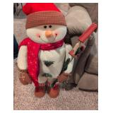 Plush Snowman with Skis Holiday Decoration
