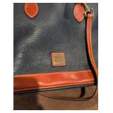 Brand New Dooney & Bourke Navy Blue and Tan Leather Handbag