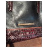 Brahmin Black Leather Handbag with Burgundy Croc Trim