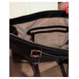 Brahmin Black Leather Handbag with Burgundy Croc Trim