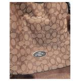 Coach Signature Canvas Hobo Bag with Black Leather Trim