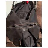 Coach Signature Canvas Hobo Bag with Black Leather Trim