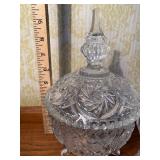 Vintage Cut Glass Lidded Candy Dish and Zajecar Crystal Pieces (2)
