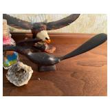 Pottery Pot, Rocks, Wood Birds