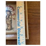 Native American Boy in Frame, Inlaid Trinket Dish and Turtle Whistle Flute