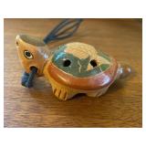 Native American Boy in Frame, Inlaid Trinket Dish and Turtle Whistle Flute