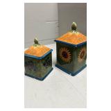 Decorative Ceramic Kitchen Canisters Set with Sunflower and Butterfly Design