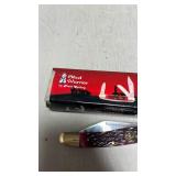 Steel Warrior Wrangler Stockman - Red Walnut Jigged Bone Handles Pocket Knife Knives