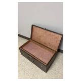 Brown Metal Storage Trunk with Decorative Corners