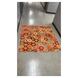 Traditional Orange Star Pattern Handmade Quilt 71in x 66in