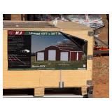 Unused K4230G 42 x 30 Triple Garage Metal Building:  Red Brown in color, 26 gauge sheet metal, 3 Roll up doors and Includes 1 walk through door. 13 ft height