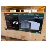 Unused K2030 20x30 Fully Enclosed Side Wall Metal Carport/Garage, Cream in Color with 13