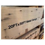 Unused K2030 20x30 Fully Enclosed Side Wall Metal Carport/Garage, Cream in Color with 13