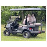 Unused 4 Seat Golf Cart: 60 Volt, Lifted with quilted seats, led lighting, charger and Bluetooth Digital Screen