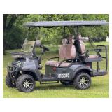 Unused 4 Seat Golf Cart: 60 Volt, Lifted with quilted seats, led lighting, charger and Bluetooth Digital Screen