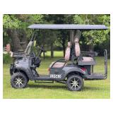 Unused 4 Seat Golf Cart: 60 Volt, Lifted with quilted seats, led lighting, charger and Bluetooth Digital Screen
