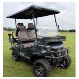 Unused 4 Seat Golf Cart: 60 Volt, Lifted with quilted seats, led lighting, charger and Bluetooth Digital Screen