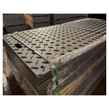 Unused Lot of 15 Ground Protection Mats - 4x8, black and 1/2 inch Thick, Diamond Plate Tread, High Density Polethelyne