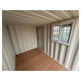 Unused 2025 11 Foot Long Shipping container with 2 end doors, side window, side entry door.  Weighs 1950 pounds.