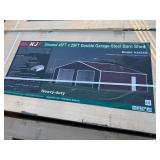 Unused K4525G 45 x 25 Double Garage Metal Building:  Red-Brown in color, 26 gauge sheet metal, No Garage Doors, Includes 1 walk through door. 14 ft height