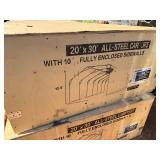 Unused SDLC2030FT:  Full Sided Carport in cream color, 10 foot Peak Height