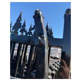 Unused set of Iron Bi Parting Gates Left and Right Panel in this lot: 1 pic shows Lion Gates, but these are Scroll Gates, same dimensions.  Damage to top of one gates as shown