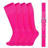 VONMELLI Youth Baseball Socks and Belt Combo, Elastic Pink Softball Belt and Socks for Boys, M(2 Pairs of Socks & 1 Belt)