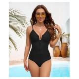 Blooming Jelly Womens One Piece Swimsuit Shapewear Tummy Control Corset Bathing Suit Ladies Modest Slimming Retro Swimwear 2025 (Large, Black)