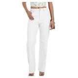 Tsher Womens High Waisted Jeans, Stretchy Straight Leg Loose Fit Denim Pants, Lightweight Tummy Control Trendy Jeans for Women (10,White)