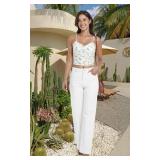 Tsher Womens High Waisted Jeans, Stretchy Straight Leg Loose Fit Denim Pants, Lightweight Tummy Control Trendy Jeans for Women (10,White)