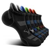 BULLIANT Men Running Socks 6Pairs-Ankle Athletic Socks Wicking Cushioned for Men Walking-Arch Compression Support(6Pairs,Shoes Size:Men 10-12)