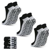 SkiBeaut Non Slip Men Grips Socks, 3 Pairs Taichi Grippy Pilates Yoga Hospital Anti Skid Cushion Ankle Low Cut Man Socks, US Size 10-12