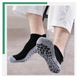 SkiBeaut Non Slip Men Grips Socks, 3 Pairs Taichi Grippy Pilates Yoga Hospital Anti Skid Cushion Ankle Low Cut Man Socks, US Size 10-12